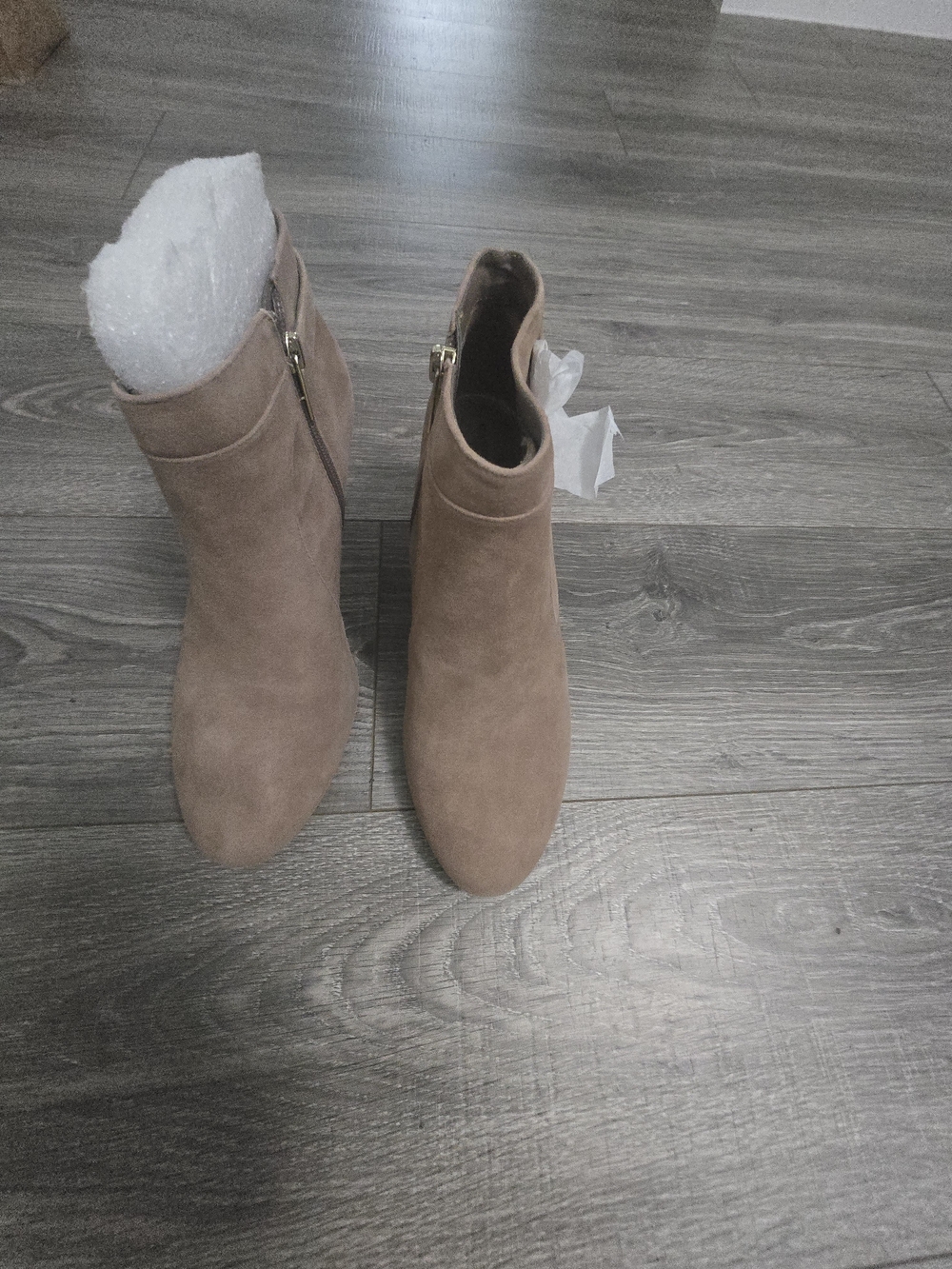 Bandolino Suede Ankle Booties in Taupe